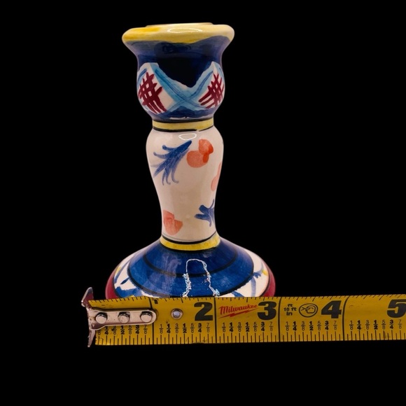 Hand painted Italian style, ceramic candlesticks, colorful Deruta Majolica Pair - Picture 11 of 13